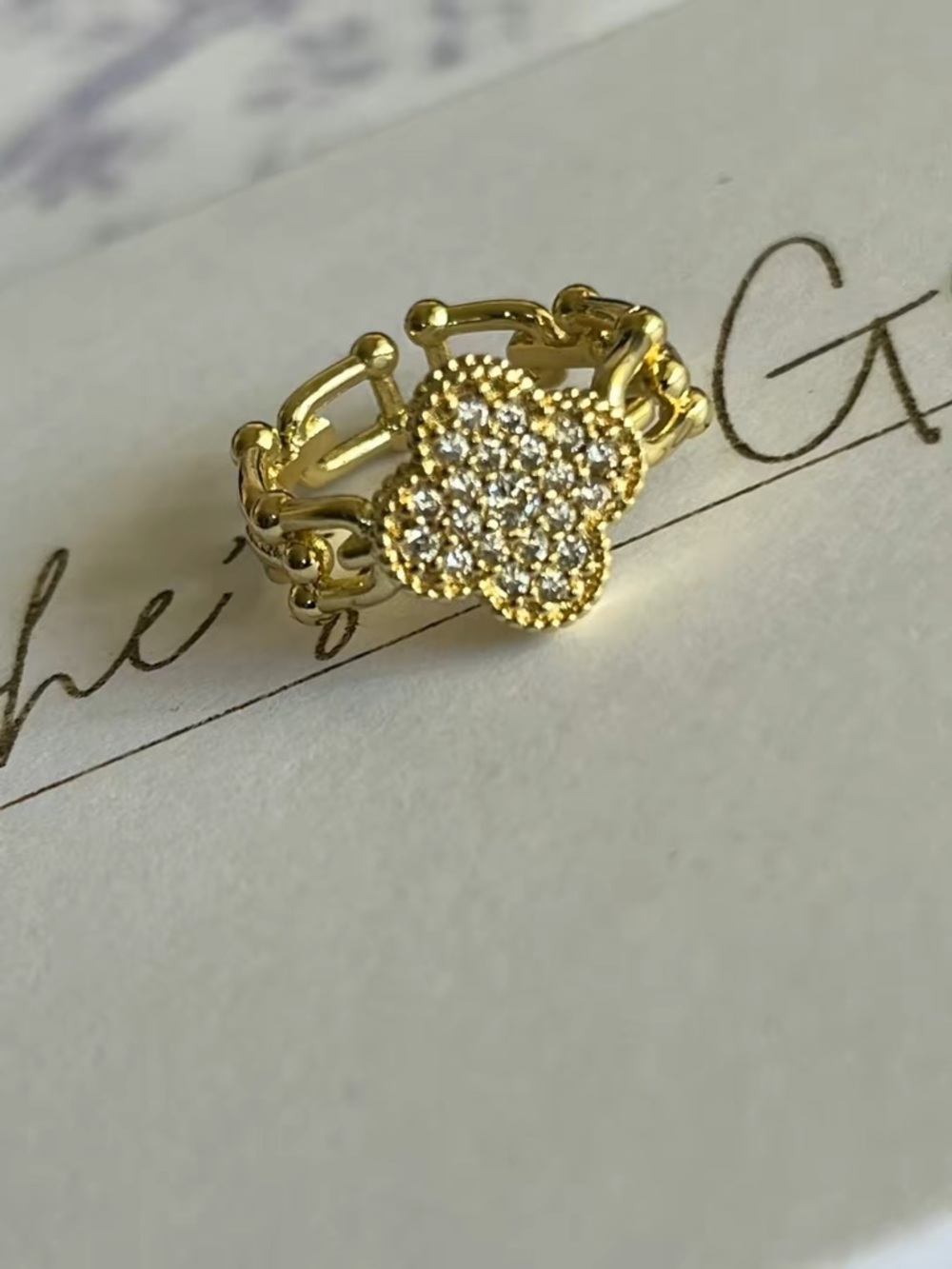 Gold Filled Adjustable Clover Ring